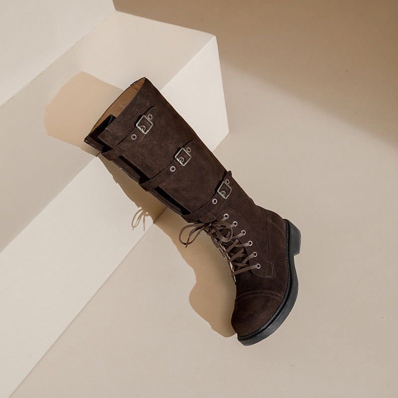 Women's Knight Retro British Long Female Cowboy Snow Boots