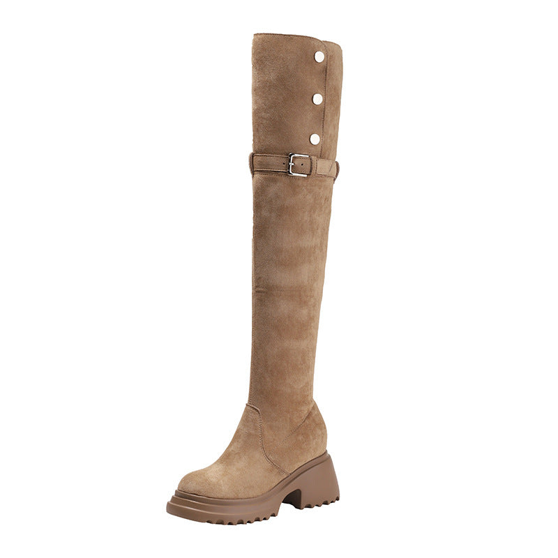 Women's Retro Western Cowboy Over The Knee Fleece-lined Boots