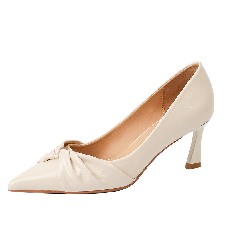Women's Sheepskin Pointed Toe Twisted High Stiletto Women's Shoes