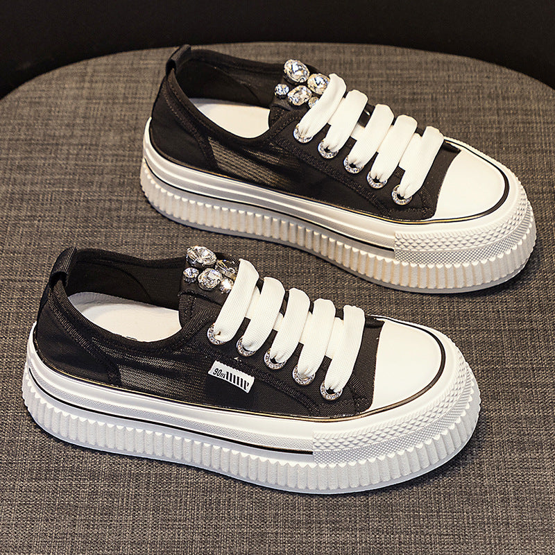 Women's Summer Versatile Mesh Sports Leisure Rhinestone Sneakers