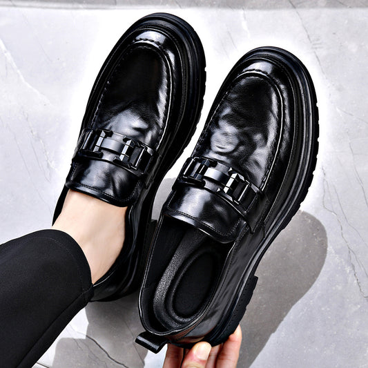 Men's Business Lightweight Platform Slip-on Fashion Pattern Leather Shoes