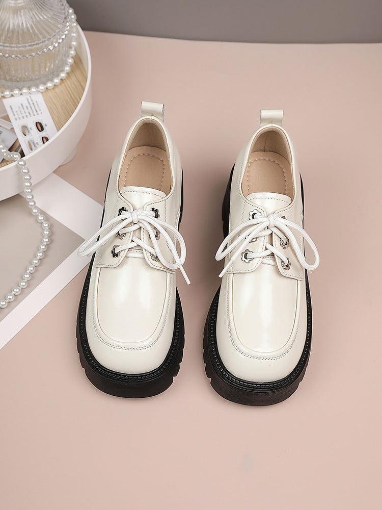 Women's British Muffin Black Platform Retro Large Casual Shoes