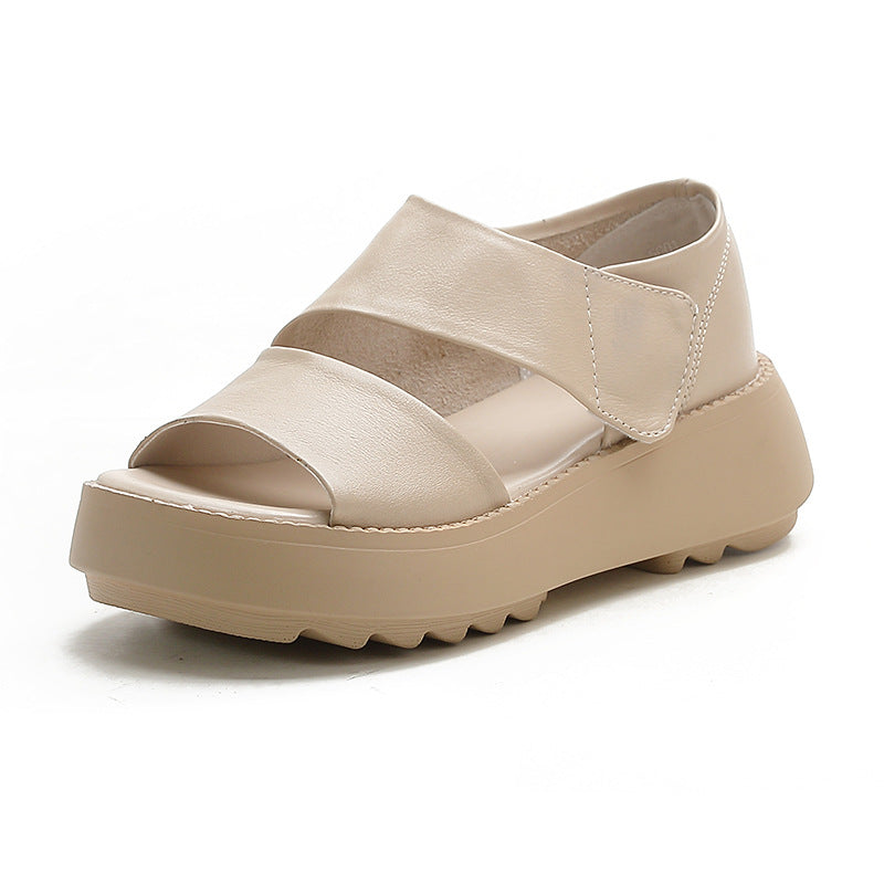 Women's Top Layer Cowhide Fish Mouth Summer Sandals