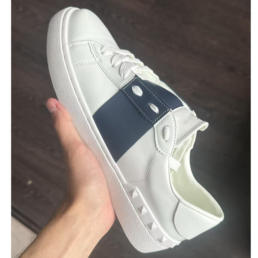 Men's & Women's Rivet Color Matching White Daily Couple Sier Men's Board Shoes