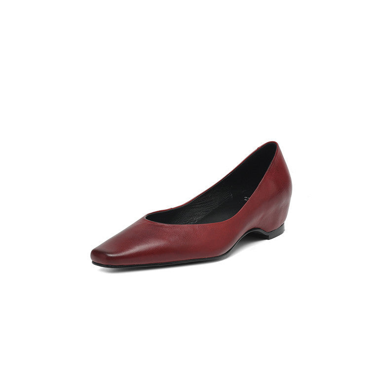 Women's Elegant Wedge Low Spring Square Toe Low-cut Men's Shoes