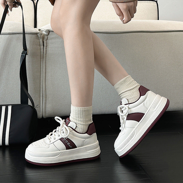 Women's & Men's Genuine Bread White Spring Fleece-lined Platform Casual Shoes