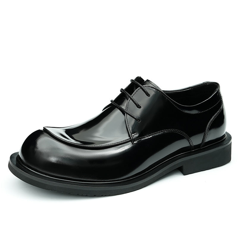 Men's British Glossy Big Toe Top Layer Leather Shoes