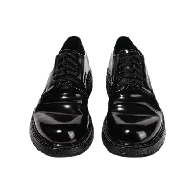 Genuine Washed Big Head Derby Vintage Leather Shoes