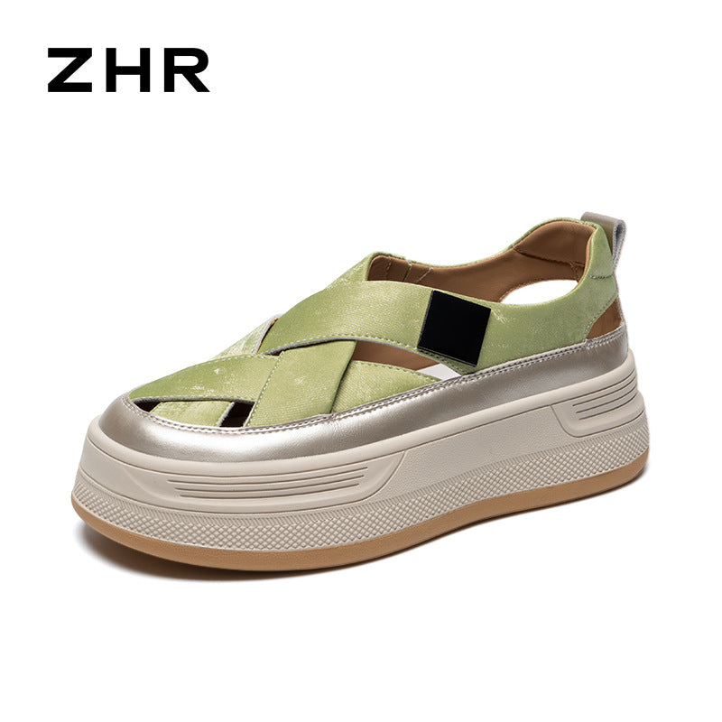 Women's Thick Bottom Breathable Summer Retro Fashion Pumps Height Women's Shoes