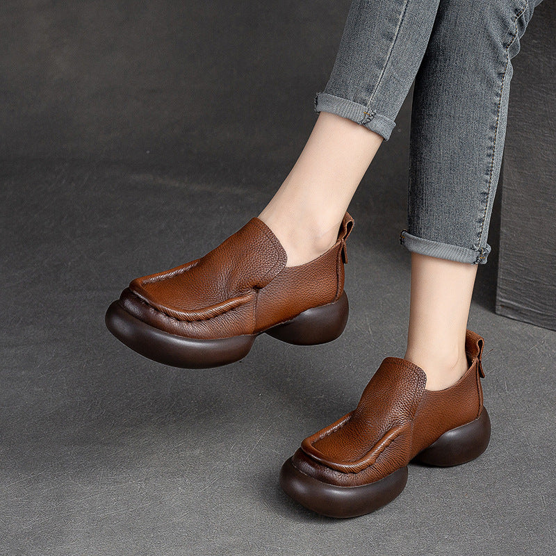Women's Pumps Slip-on Top Layer Cowhide Versatile Loafers