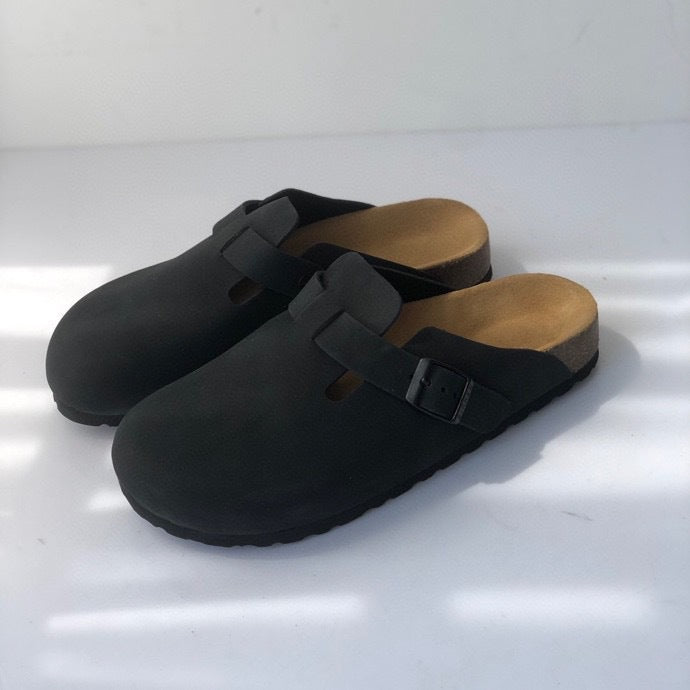 Women's Wear Cowhide Suede Toe Cap Lazy Slippers