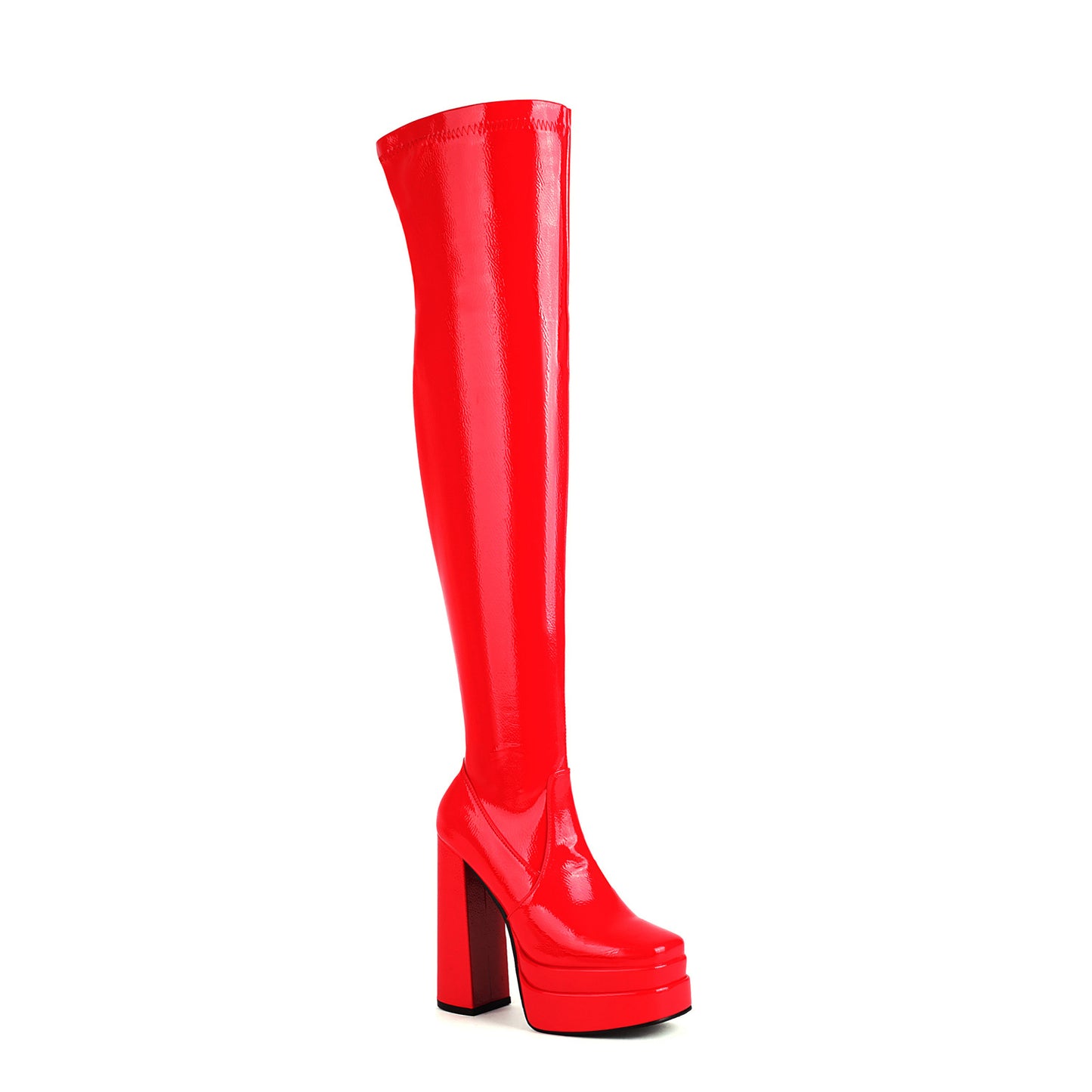 Women's Patent Waterproof Platform High Long Heels