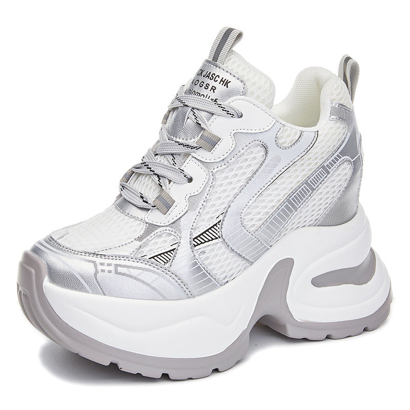 Women's Increasing Insole Breathable Clunky Platform Mesh Men's Shoes