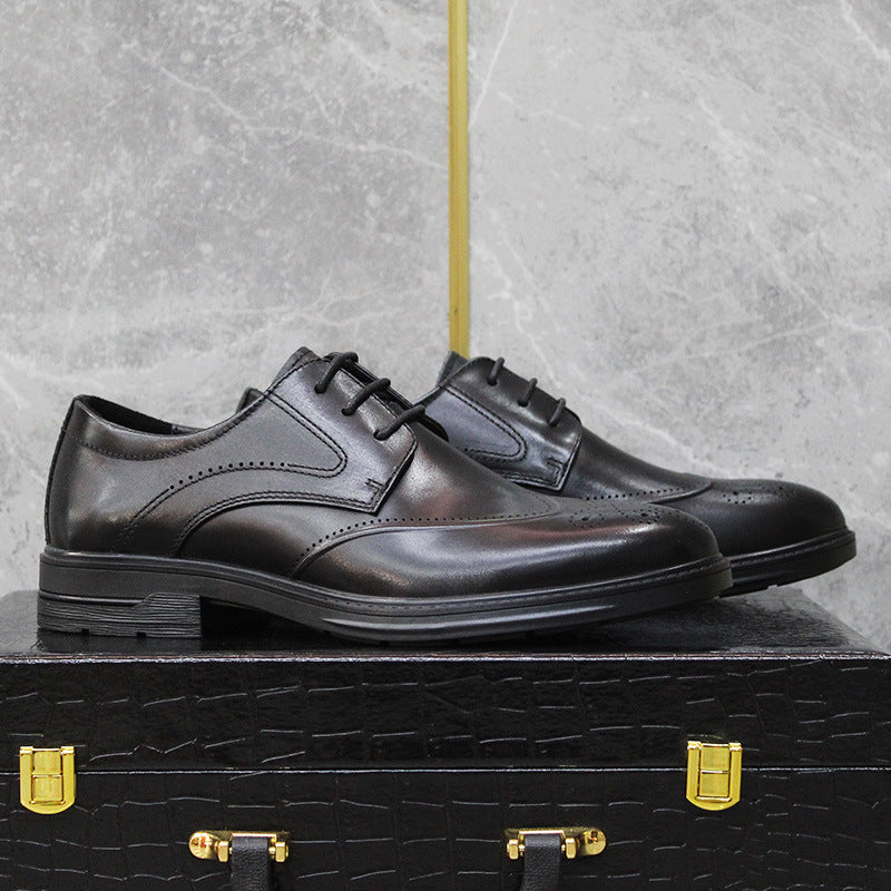 Men's Genuine Business Brogue Breathable Soft Bottom Wild Leather Shoes