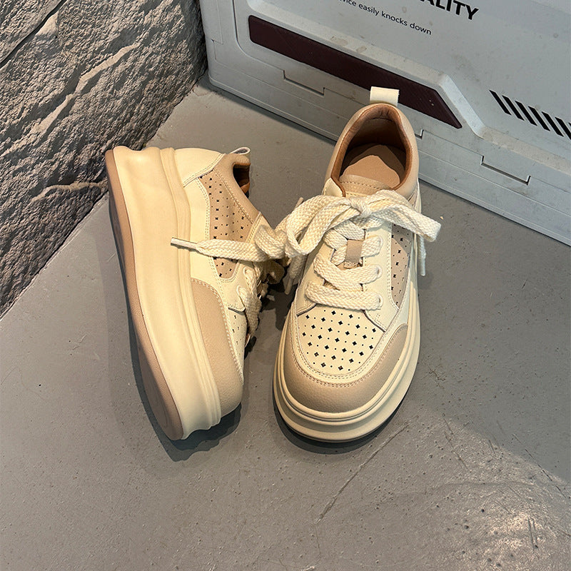 White Female Comfortable Height Increasing Skate Women's Sports Shoes
