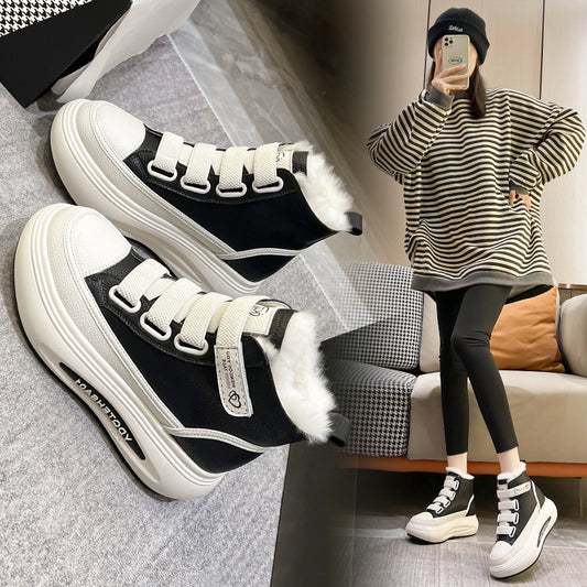 Women's Winter Insulated Fleece-lined Thick Velcro Platform Snow Boots