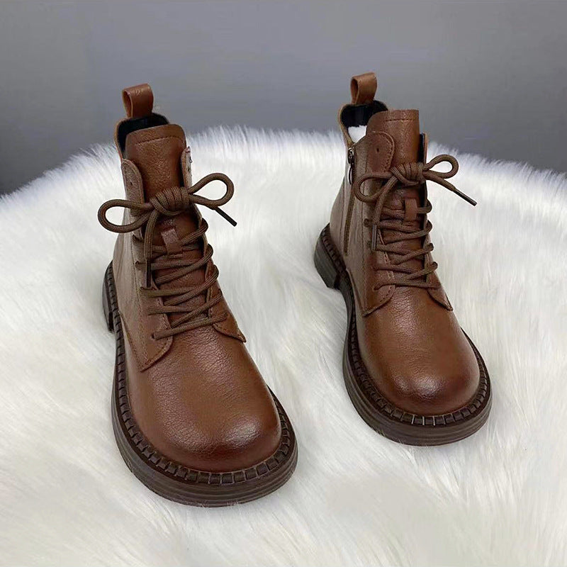 Women's Flat Martens British Style Thick Bottom Women's Leather Boots