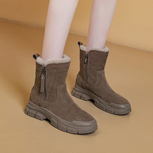 Women's Full Cowhide Warm Martin Veet Thickened Cotton Women's Shoes