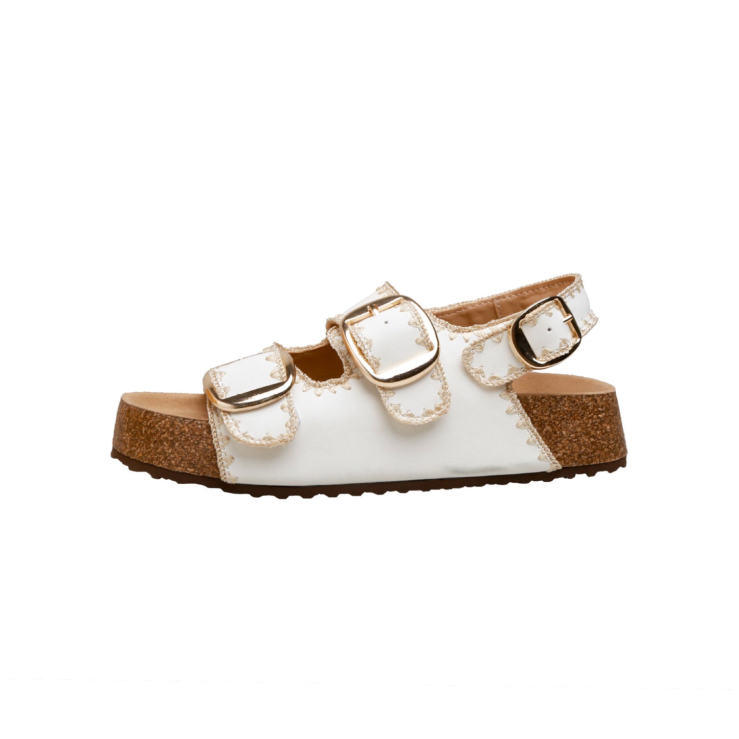 Women's Cowhide Version Platform Belt Buckle Outdoor Slippers