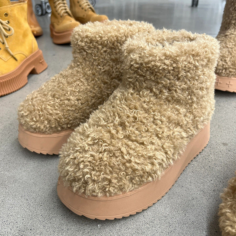 Integrated Thick Bottom Short Female Winter Fleece-lined Snow Boots