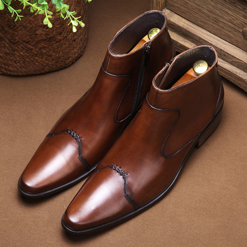 Men's Head Cowhide High British Martin Fashion Korean Boots