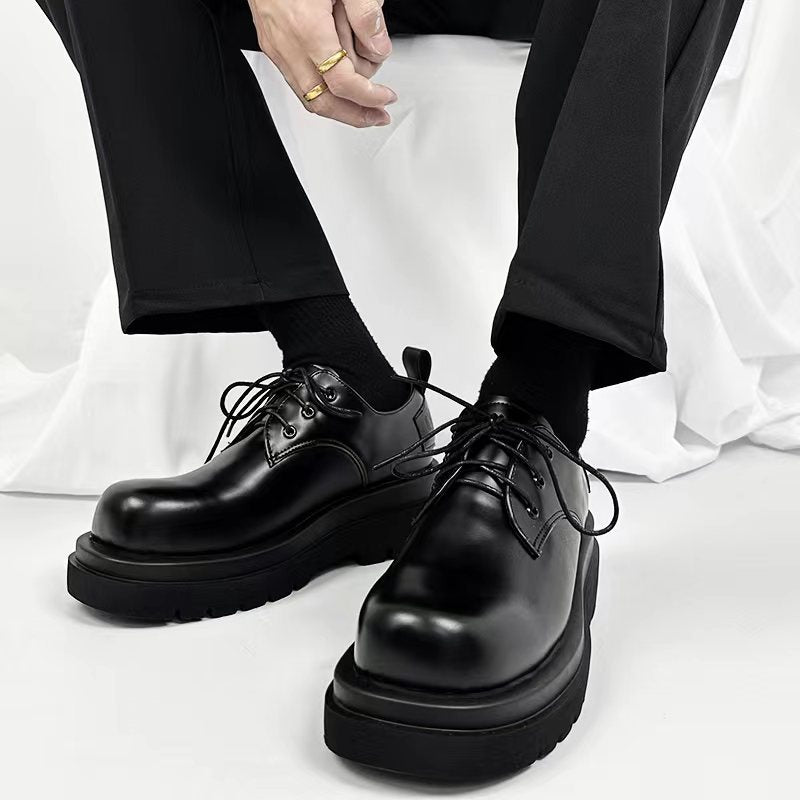 Women's & Men's Square Toe Trendy Platform Derby Black Women's Shoes