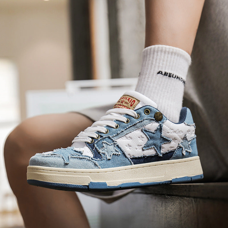 Men's National Fashion Versatile Star Pattern Denim Men's Board Shoes