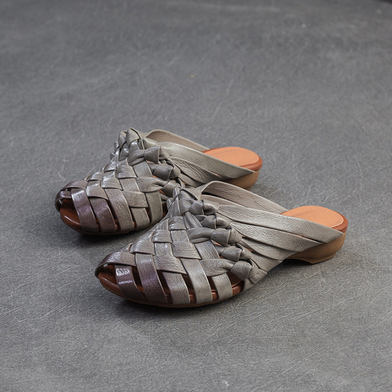 Women's Vintage Hand-woven Fairy Style Niche Trendy Flat Slippers