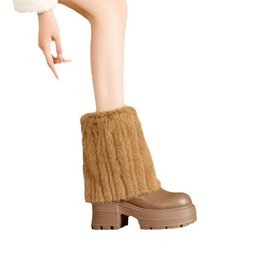 Women's Fox Fur Muffin Thick Bottom Warm Keeping High Snow Boots