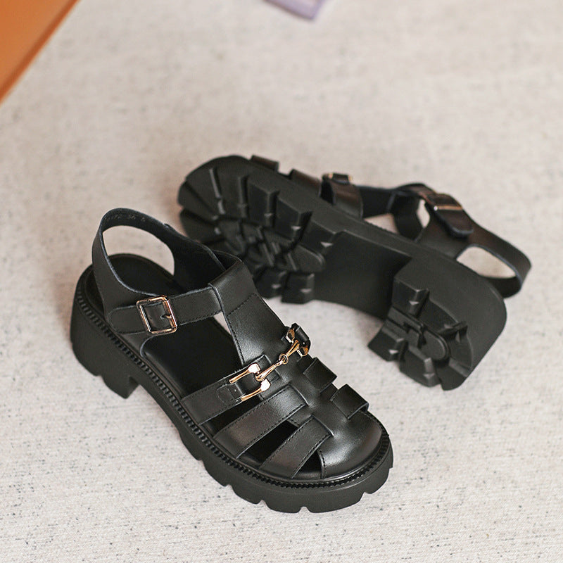 Women's Nick Arthur Platform Metal Buckle Roman Sandals