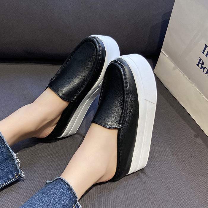 Women's Outdoor Platform Small Size Hidden White Slippers