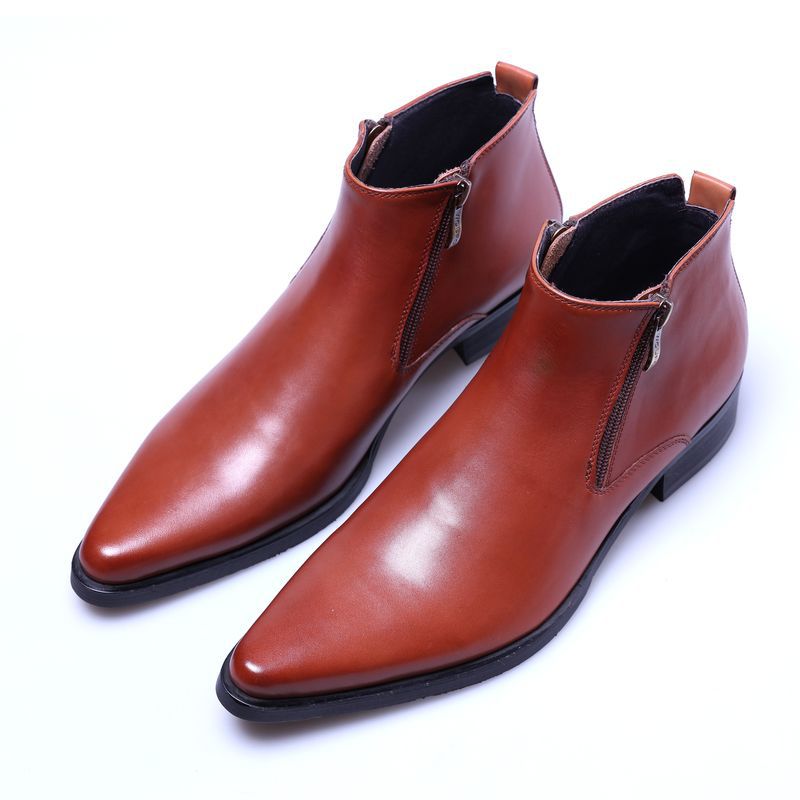 Men's Trendy Ankle European Version Pointed Plus Size Leather Shoes