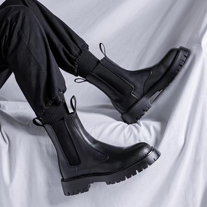 Men's Chelsea Winter Mid Black British Style Boots