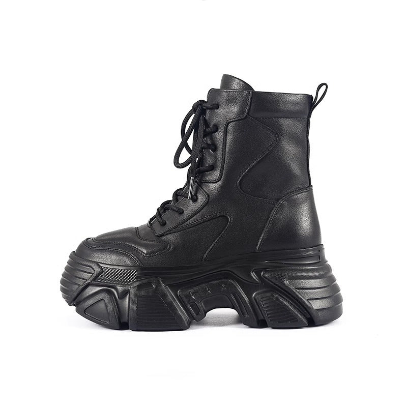 Bottom Martin Female Winter British Style Thick Mid Elevator Ankle Women's Leather Boots