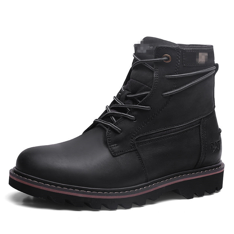 Men's Pier Layer Cowhide Martin British Motorcycle Snow Boots