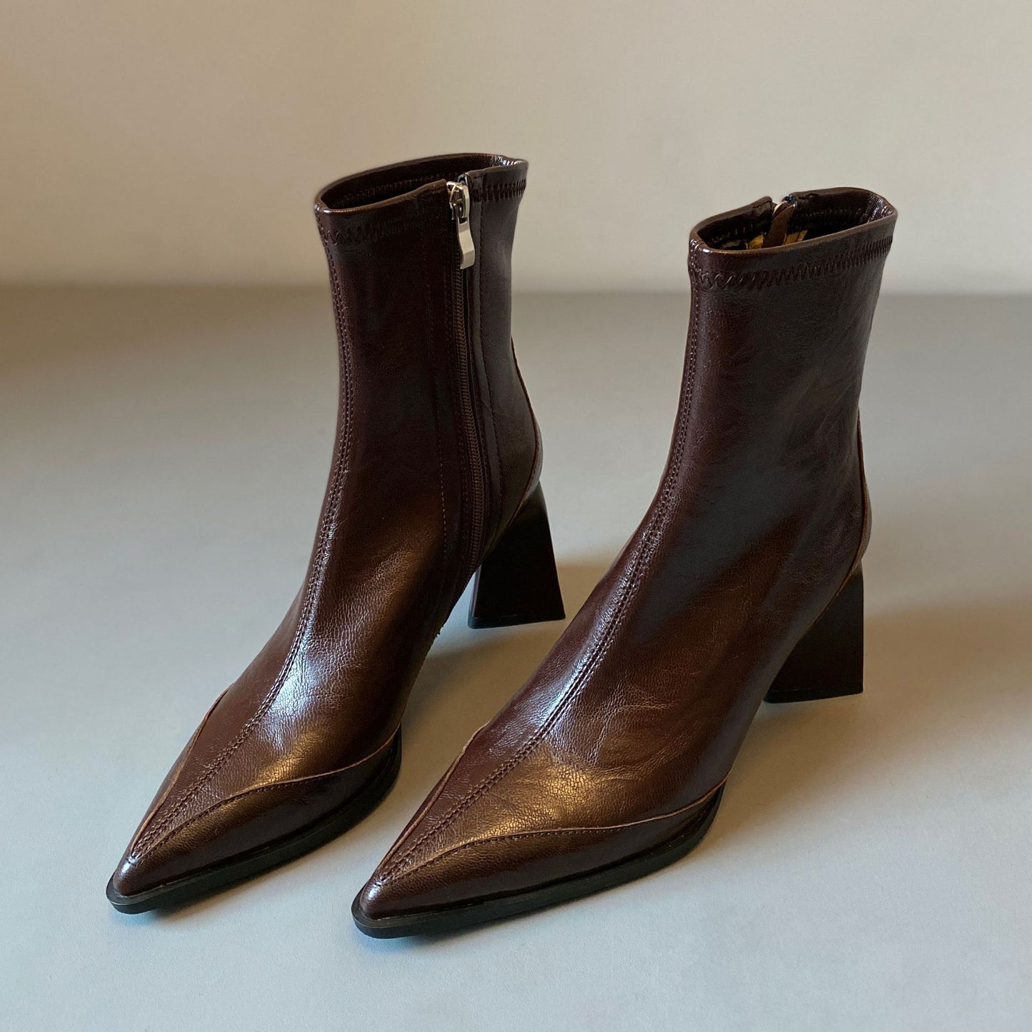 Women's Toe Soft Skinny High Short Side Zipper Elegant Women's Leather Boots