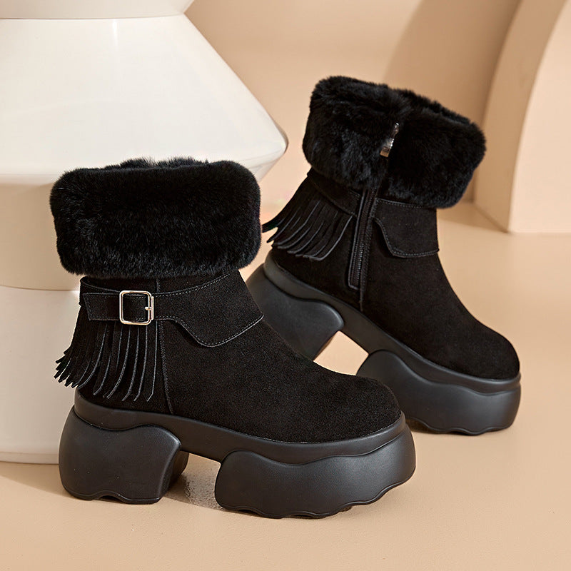 Women's Fur Thick Bottom Mulberry For Winter Short Boots