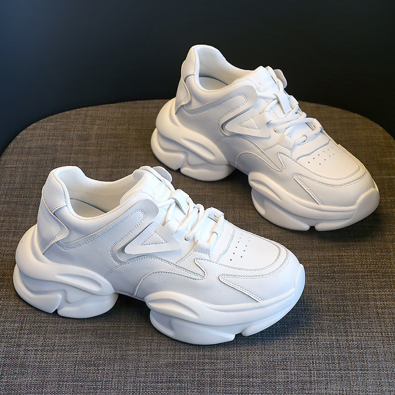 Women's & Men's Dad Fashionable Platform White Height Increasing Sneakers