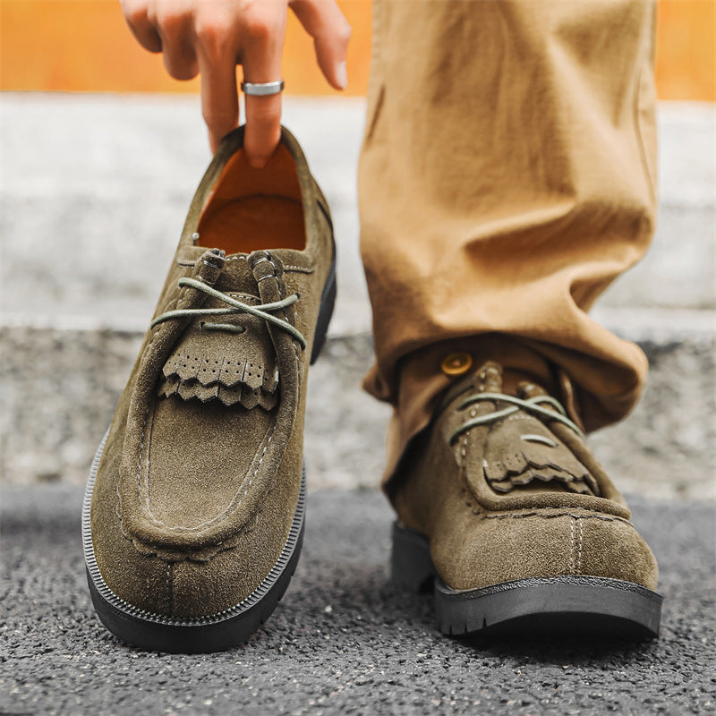 Men's Fashionable Korean Style Suede Skate British Leather Shoes
