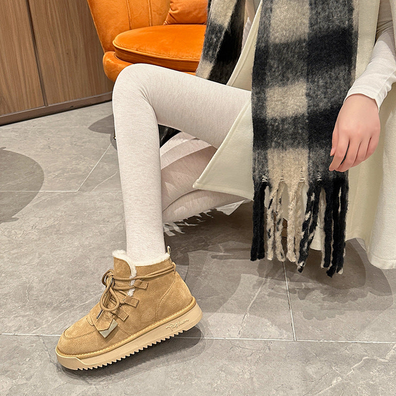 Women's Winter Fleece-lined Thick Short Trendy Bottom Snow Boots