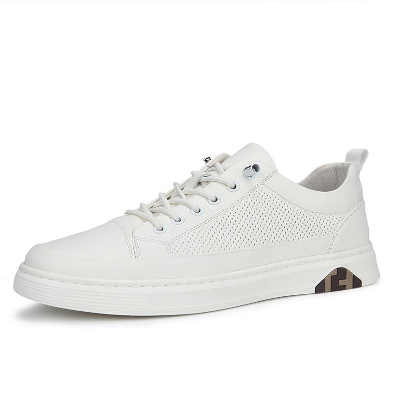 Men's Hollow Perforated Breathable Genuine Board Slip-on Sneakers