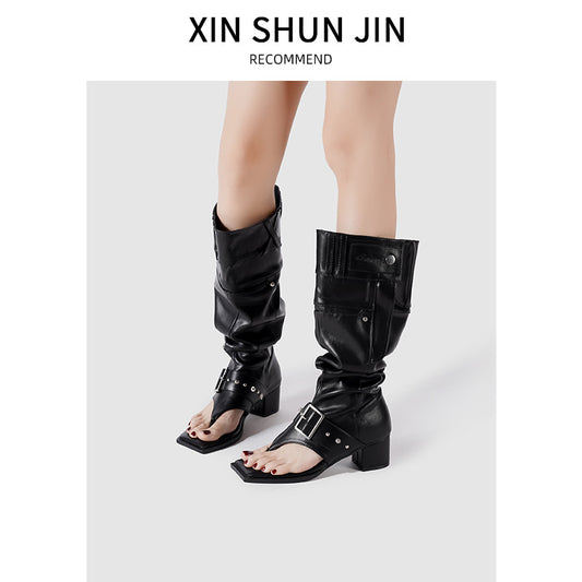 Women's Knee Long Big Tube Circumference Spring Square Boots