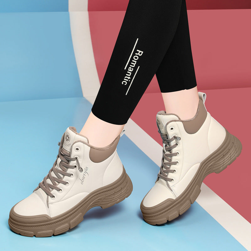 Gold Silk Rabbit Martin British Style Boots