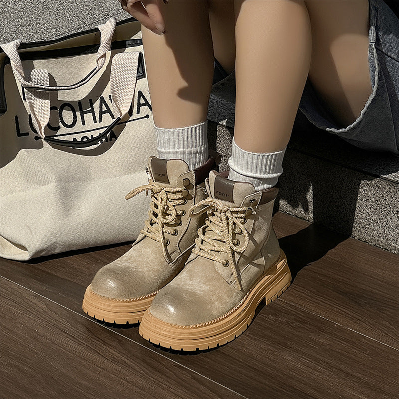 Men's Versatile Retro Ankle Thick-soled Green Tooling Boots