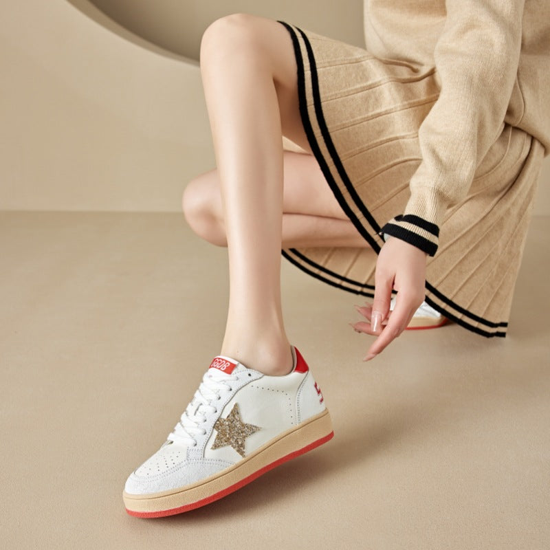 Women's Spring White Platform Sports Star Pattern Casual Shoes
