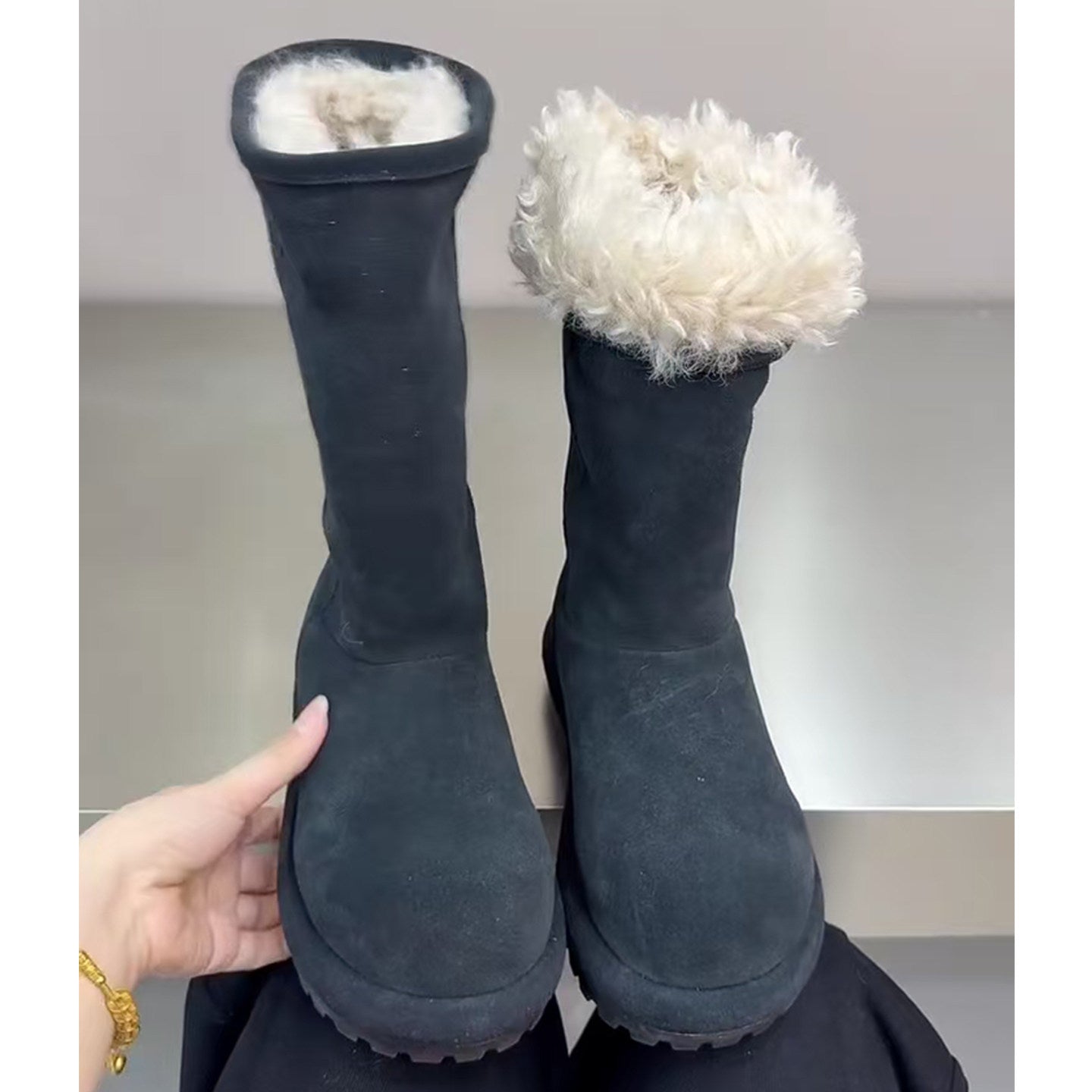 Women's Goods Thick-soled Long Winter Lamb Wool Women's Snow Boots