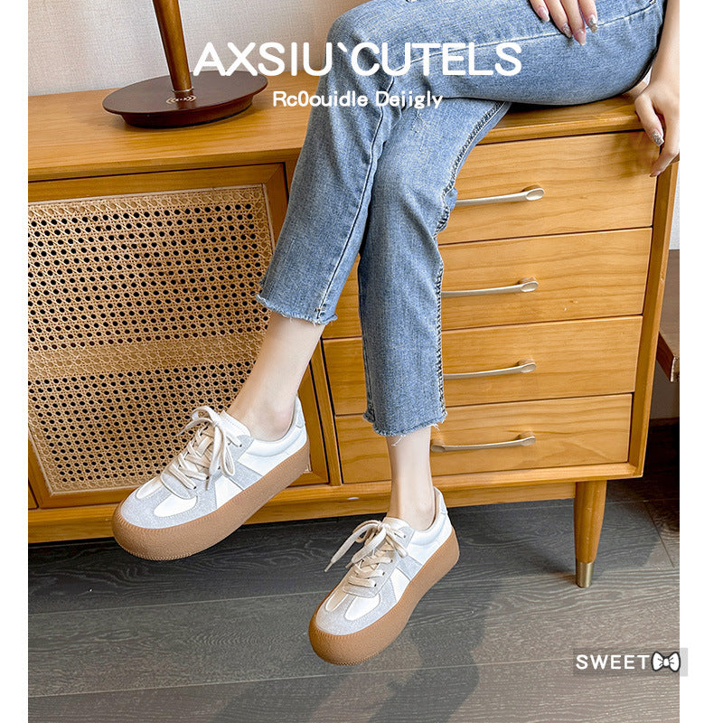 Women's Thick-soled Sports White Genuine German Training Sneakers