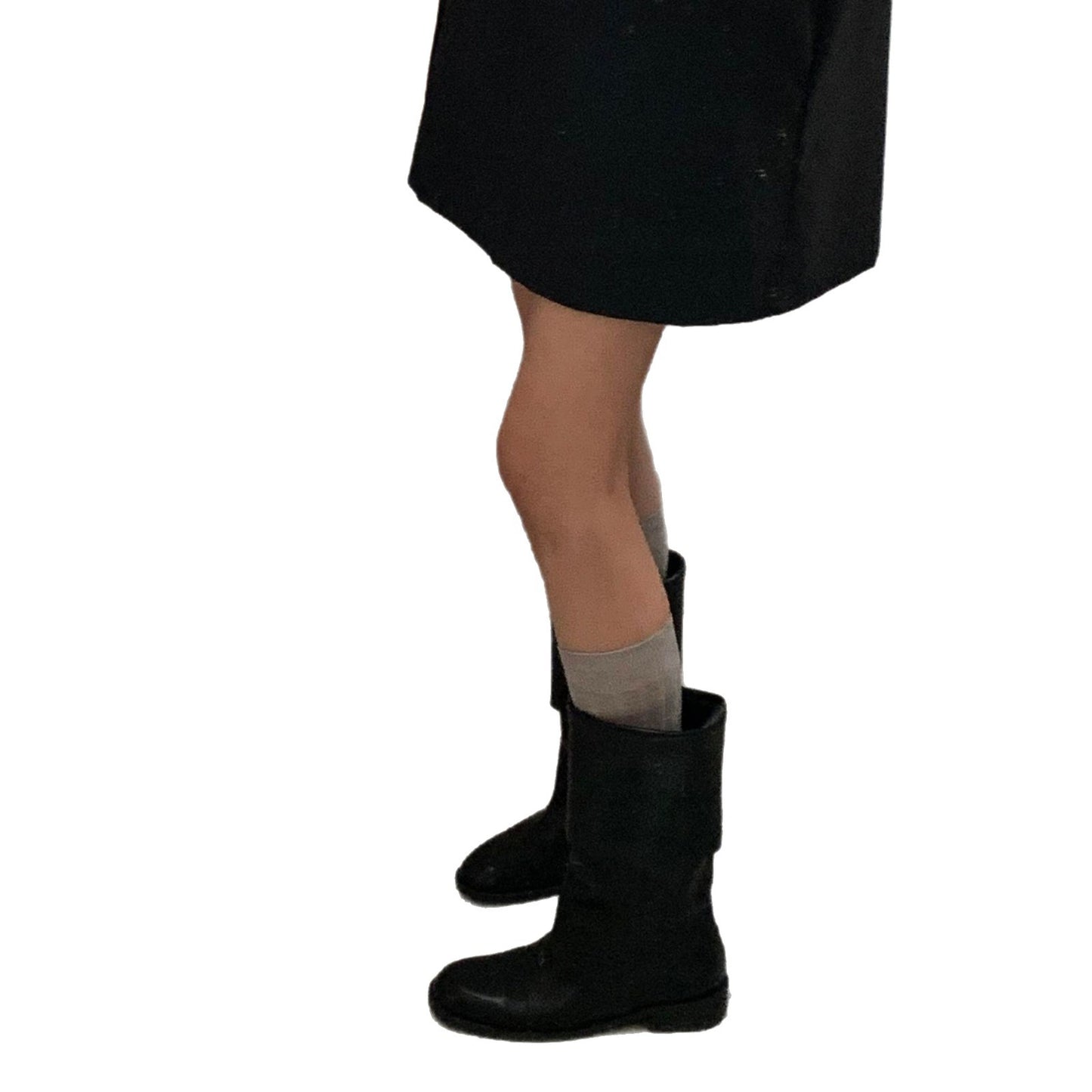 Women's Platform Martin Fold Middle Chunky Ankle Women's Leather Boots