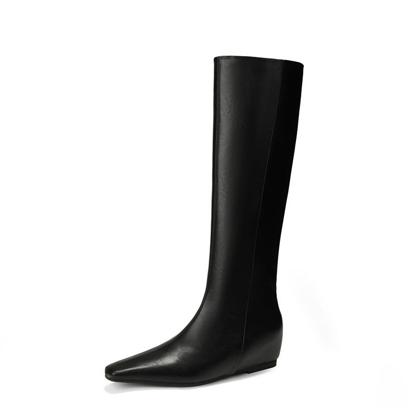 Increasing Insole Long Female Elegant Slimming Square Head Boots