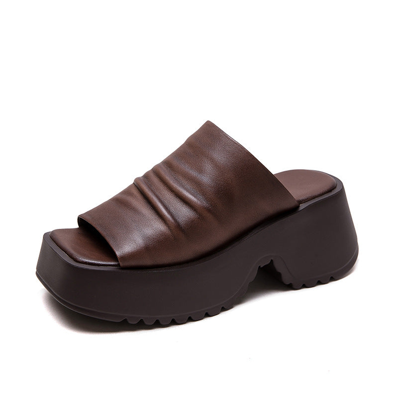 Women's Retro Muffin Outdoor Comfortable Small Height Slippers